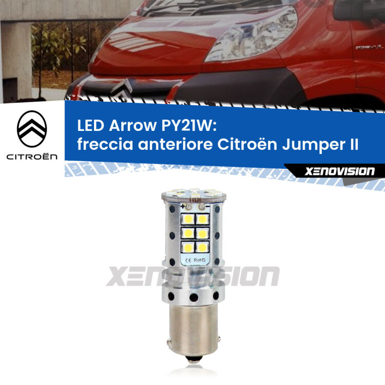 <strong>Freccia Anteriore LED no-spie per Citroën Jumper</strong> II 2002 in poi. Lampada <strong>PY21W</strong> modello top di gamma Arrow.