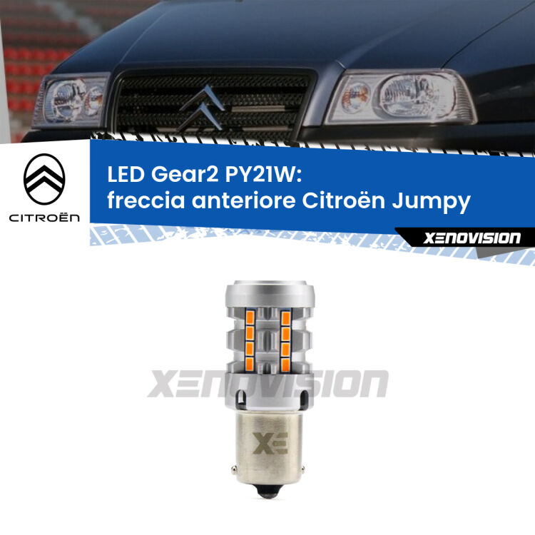 <strong>Freccia Anteriore LED no-spie per Citroën Jumpy</strong>  1994 - 2005. Lampada <strong>PY21W</strong> modello Gear2 no Hyperflash.