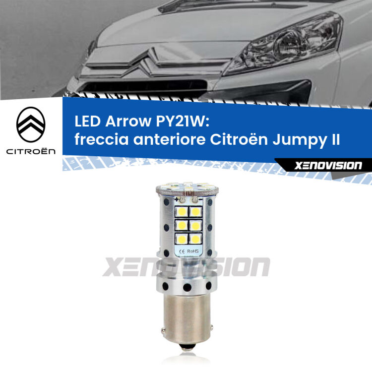 <strong>Freccia Anteriore LED no-spie per Citroën Jumpy</strong> II 2006 - 2015. Lampada <strong>PY21W</strong> modello top di gamma Arrow.