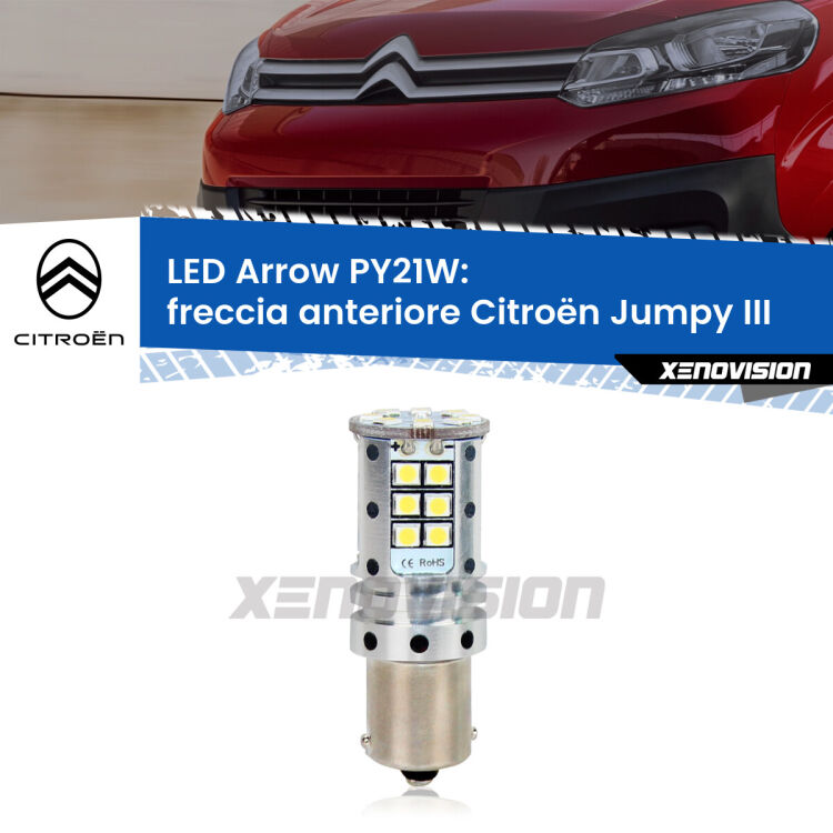 <strong>Freccia Anteriore LED no-spie per Citroën Jumpy</strong> III 2016 in poi. Lampada <strong>PY21W</strong> modello top di gamma Arrow.