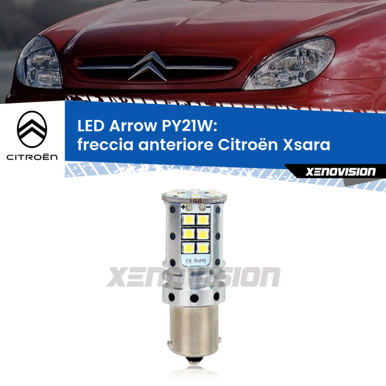 <strong>Freccia Anteriore LED no-spie per Citroën Xsara</strong>  1997 - 2005. Lampada <strong>PY21W</strong> modello top di gamma Arrow.