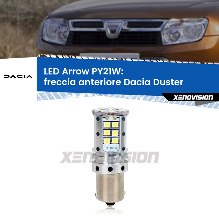 <strong>Freccia Anteriore LED no-spie per Dacia Duster</strong>  2010 - 2016. Lampada <strong>PY21W</strong> modello top di gamma Arrow.