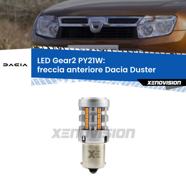 FINE SERIE: NO GARANZIA <strong>Freccia Anteriore LED no-spie per Dacia Duster</strong>  2010 - 2016. Lampada <strong>PY21W</strong> modello Gear2 no Hyperflash.