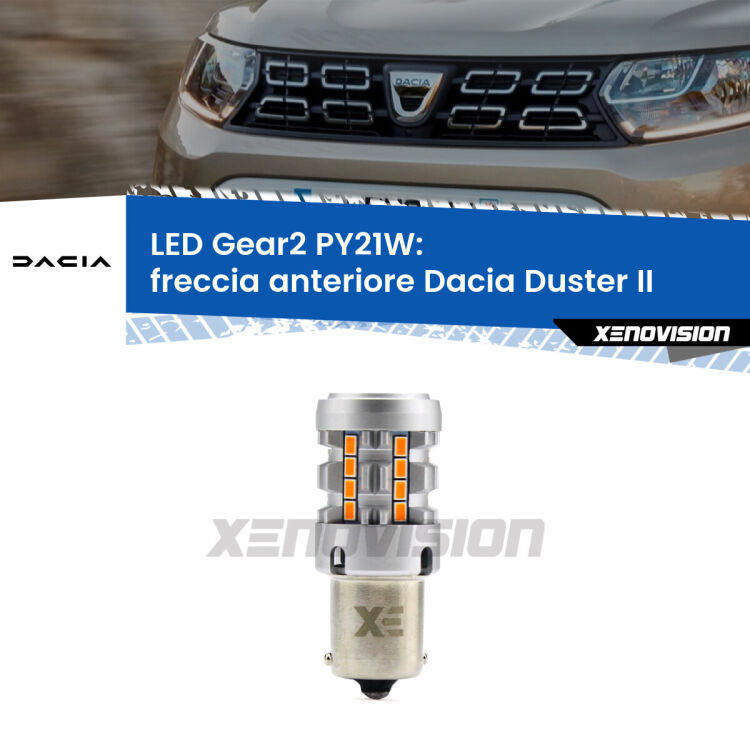 FINE SERIE: NO GARANZIA <strong>Freccia Anteriore LED no-spie per Dacia Duster</strong> II 2017 in poi. Lampada <strong>PY21W</strong> modello Gear2 no Hyperflash.