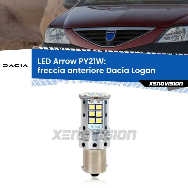 <strong>Freccia Anteriore LED no-spie per Dacia Logan</strong>  2004 - 2011. Lampada <strong>PY21W</strong> modello top di gamma Arrow.