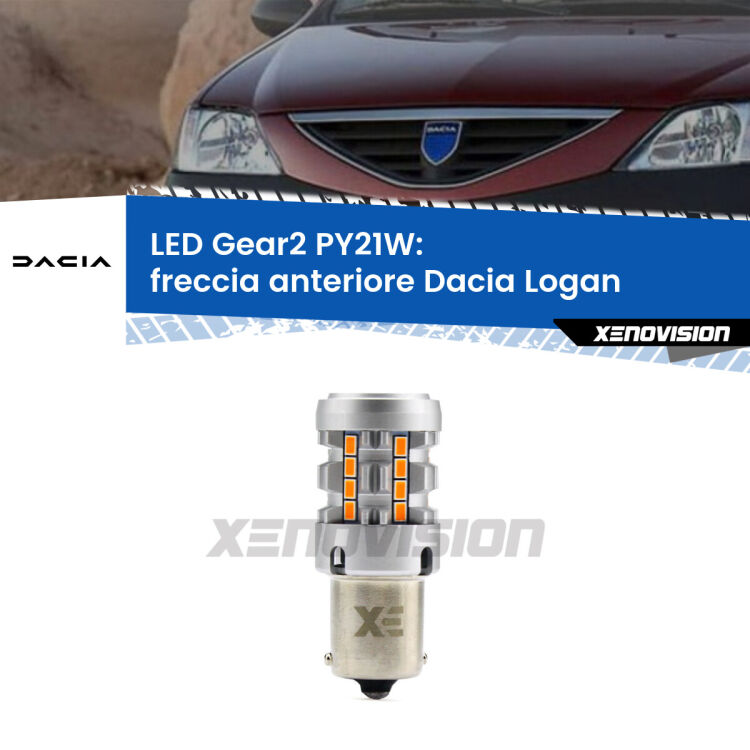 <strong>Freccia Anteriore LED no-spie per Dacia Logan</strong>  2004 - 2011. Lampada <strong>PY21W</strong> modello Gear2 no Hyperflash.