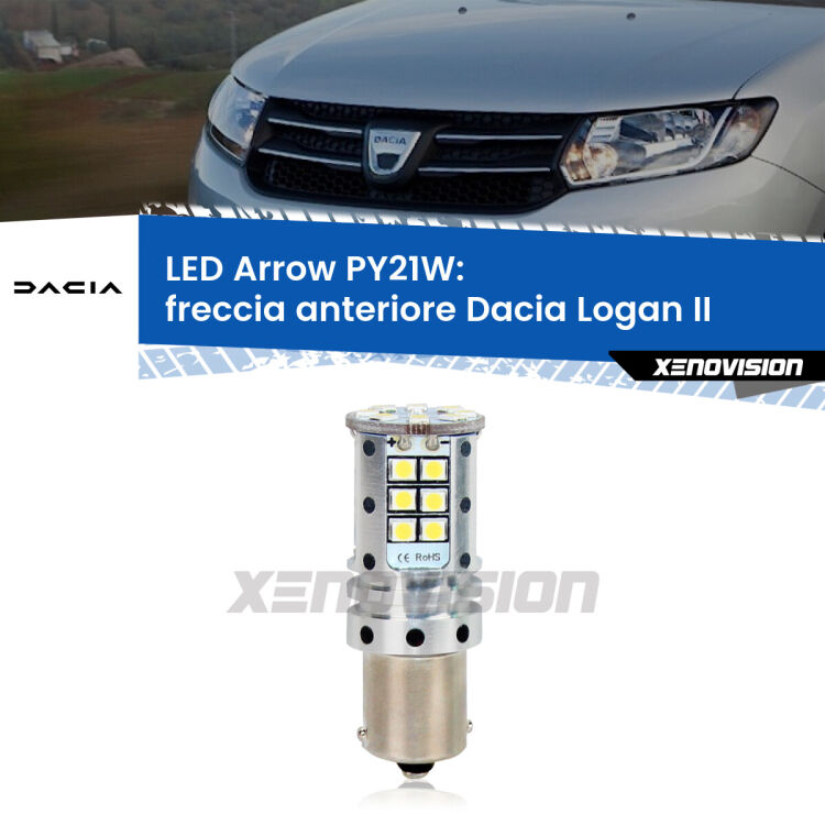 <strong>Freccia Anteriore LED no-spie per Dacia Logan</strong> II 2012 in poi. Lampada <strong>PY21W</strong> modello top di gamma Arrow.