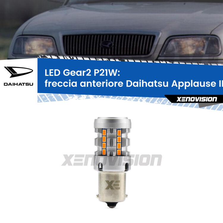 FINE SERIE: NO GARANZIA <strong>Freccia Anteriore LED no-spie per Daihatsu Applause</strong> II 1997 - 2000. Lampada <strong>P21W</strong> modello Gear2 no Hyperflash.