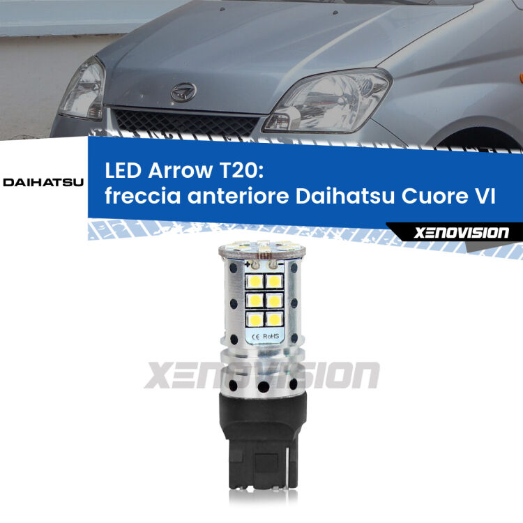 <strong>Freccia Anteriore LED no-spie per Daihatsu Cuore VI</strong>  2003 - 2007. Lampada <strong>T20</strong> no Hyperflash modello Arrow.