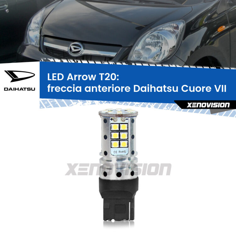 <strong>Freccia Anteriore LED no-spie per Daihatsu Cuore VII</strong>  2007 - 2018. Lampada <strong>T20</strong> no Hyperflash modello Arrow.