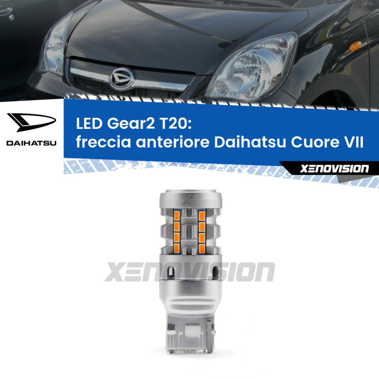 <strong>Freccia Anteriore LED no-spie per Daihatsu Cuore VII</strong>  2007 - 2018. Lampada <strong>T20</strong> modello Gear2 no Hyperflash.