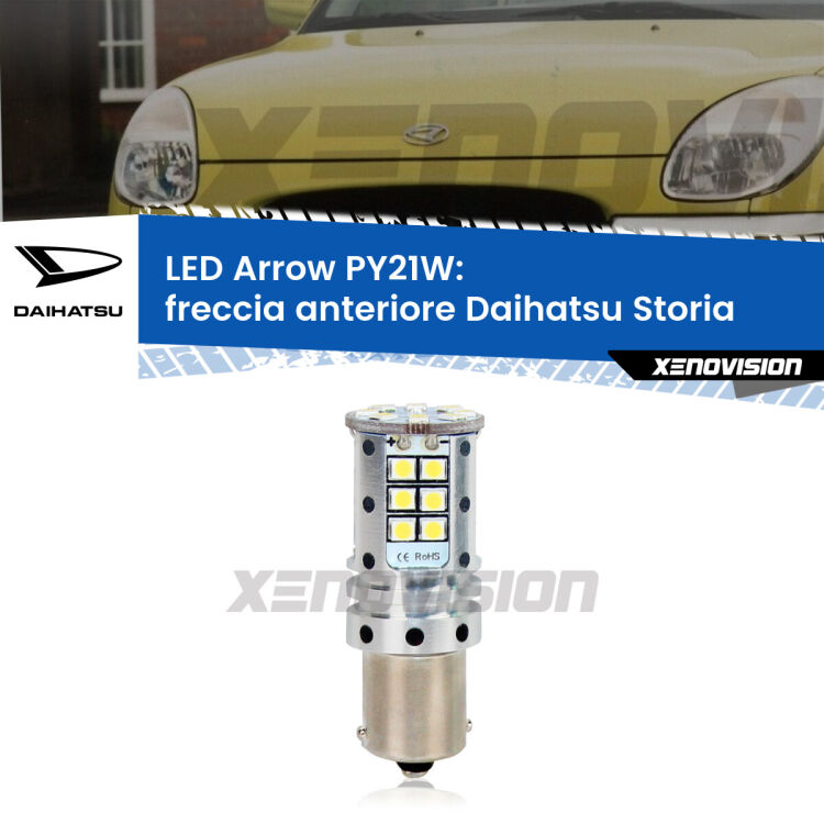 <strong>Freccia Anteriore LED no-spie per Daihatsu Storia</strong>  1998 - 2005. Lampada <strong>PY21W</strong> modello top di gamma Arrow.