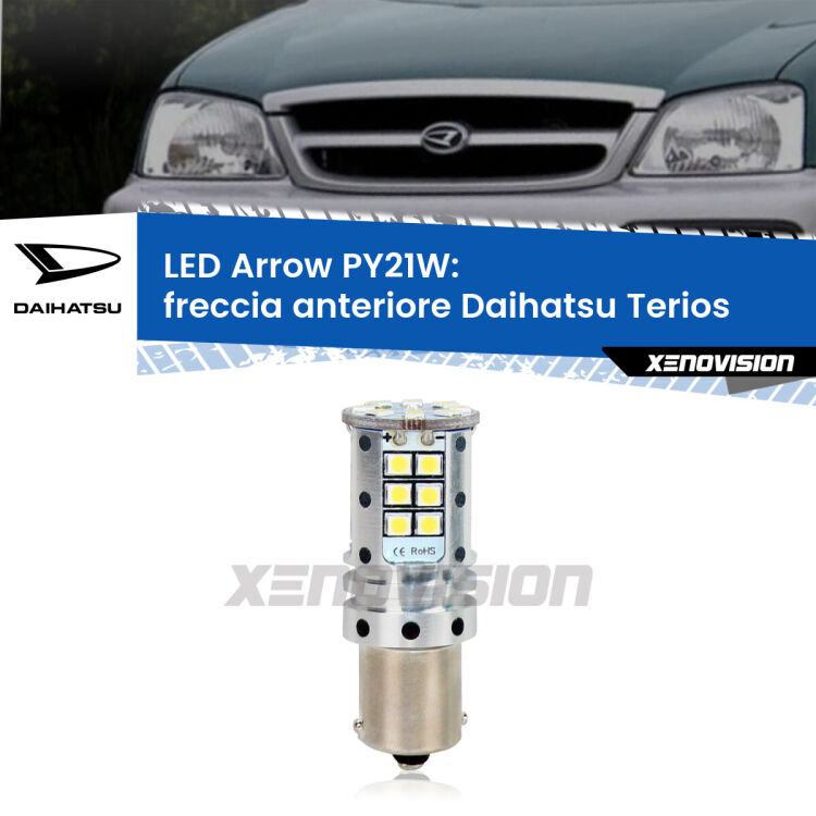 <strong>Freccia Anteriore LED no-spie per Daihatsu Terios</strong>  faro bianco. Lampada <strong>PY21W</strong> modello top di gamma Arrow.