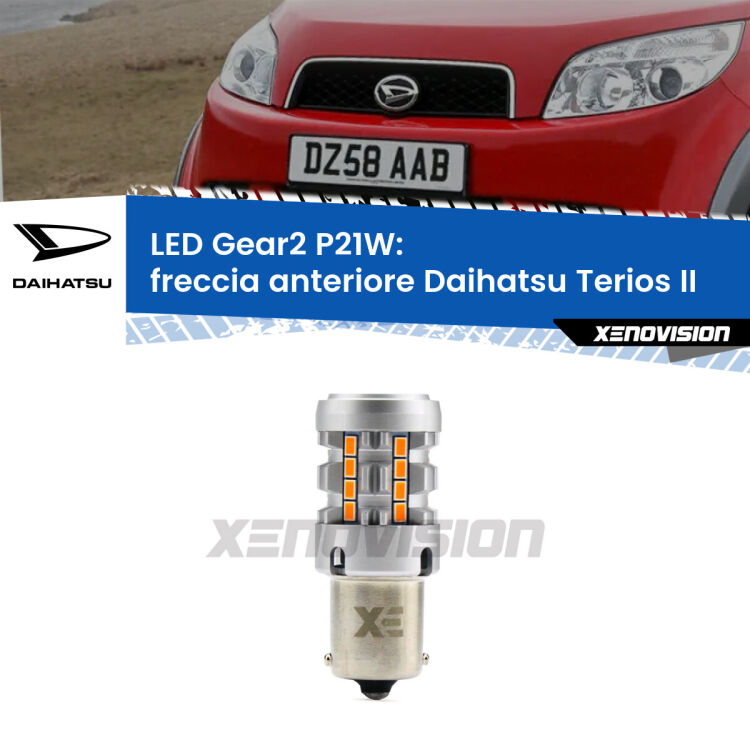 <strong>Freccia Anteriore LED no-spie per Daihatsu Terios</strong> II faro giallo. Lampada <strong>P21W</strong> modello Gear2 no Hyperflash.