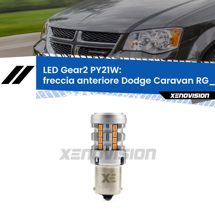 FINE SERIE: NO GARANZIA <strong>Freccia Anteriore LED no-spie per Dodge Caravan</strong> RG_ 2000 - 2007. Lampada <strong>PY21W</strong> modello Gear2 no Hyperflash.