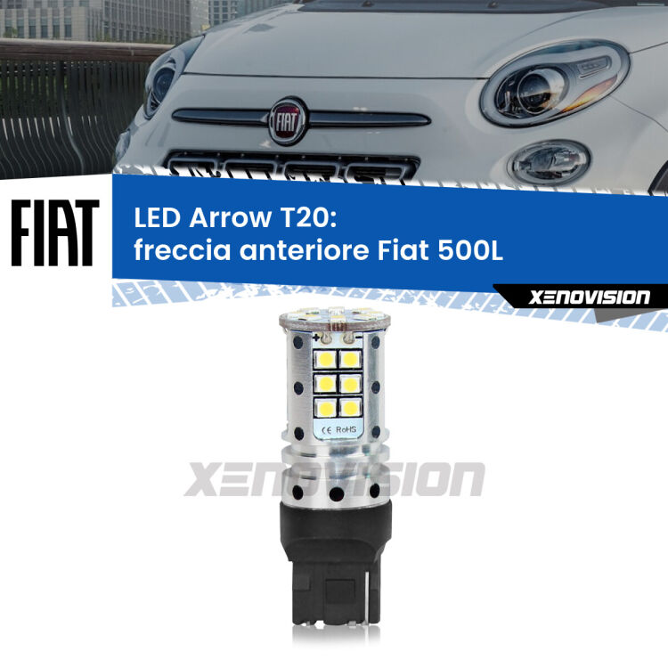 <strong>Freccia Anteriore LED no-spie per Fiat 500L</strong>  2012 - 2018. Lampada <strong>T20</strong> no Hyperflash modello Arrow.