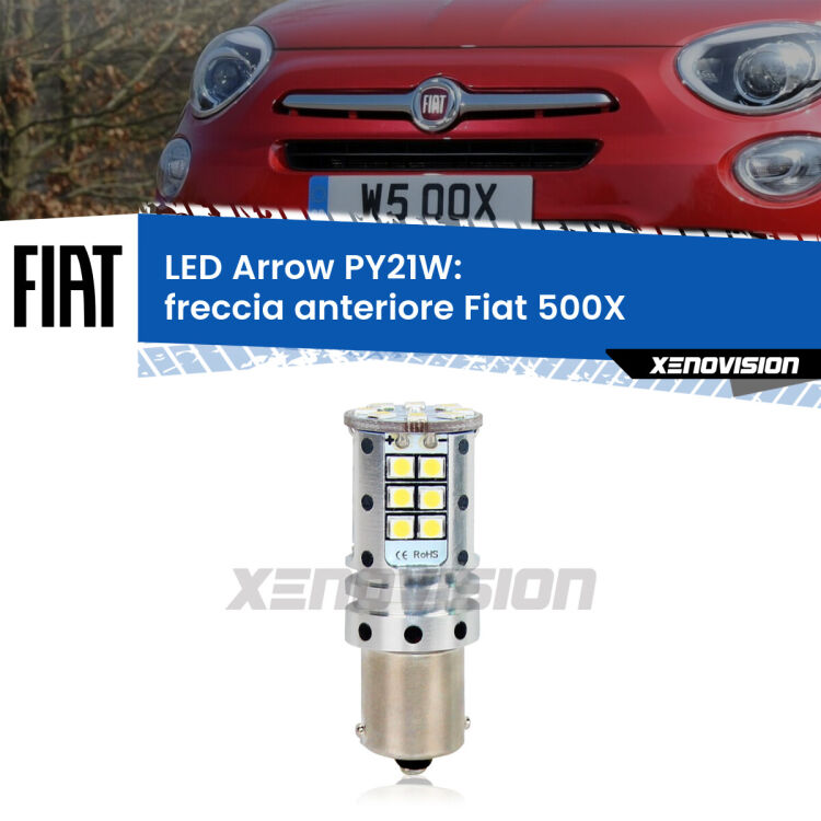 <strong>Freccia Anteriore LED no-spie per Fiat 500X</strong>  prima serie. Lampada <strong>PY21W</strong> modello top di gamma Arrow.