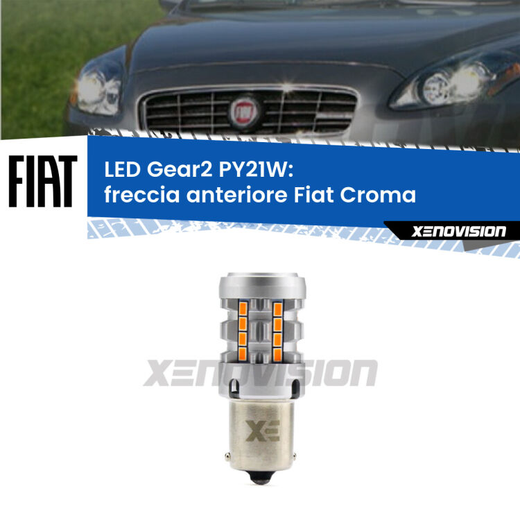 FINE SERIE: NO GARANZIA <strong>Freccia Anteriore LED no-spie per Fiat Croma</strong>  2005 - 2010. Lampada <strong>PY21W</strong> modello Gear2 no Hyperflash.