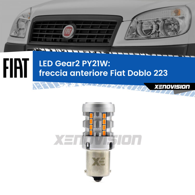 FINE SERIE: NO GARANZIA <strong>Freccia Anteriore LED no-spie per Fiat Doblo</strong> 223 2000 - 2010. Lampada <strong>PY21W</strong> modello Gear2 no Hyperflash.