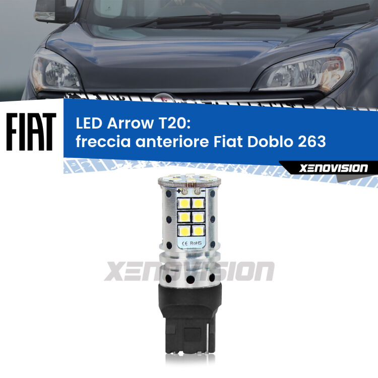 <strong>Freccia Anteriore LED no-spie per Fiat Doblo</strong> 263 2015 - 2016. Lampada <strong>T20</strong> no Hyperflash modello Arrow.