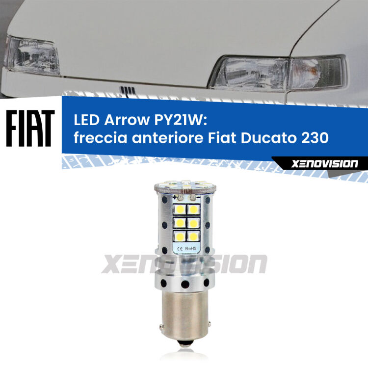 <strong>Freccia Anteriore LED no-spie per Fiat Ducato</strong> 230 1994 - 2002. Lampada <strong>PY21W</strong> modello top di gamma Arrow.