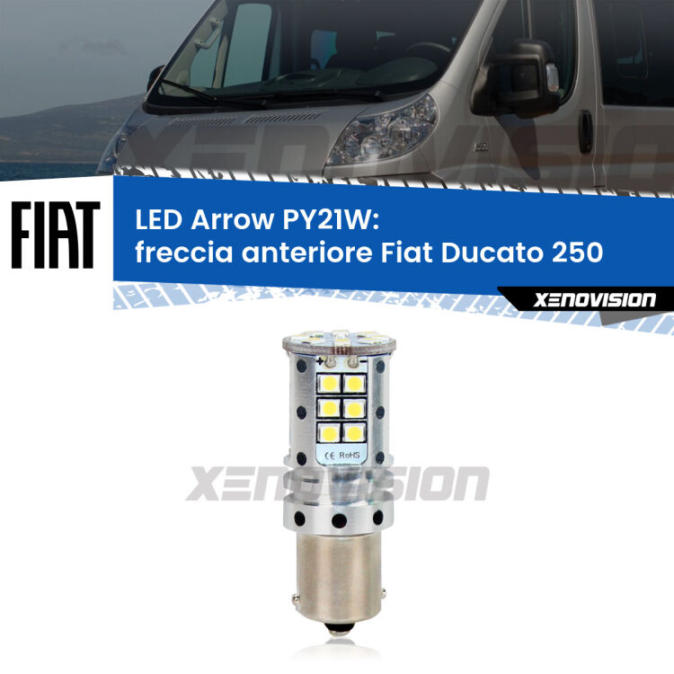 <strong>Freccia Anteriore LED no-spie per Fiat Ducato</strong> 250 2006 - 2013. Lampada <strong>PY21W</strong> modello top di gamma Arrow.