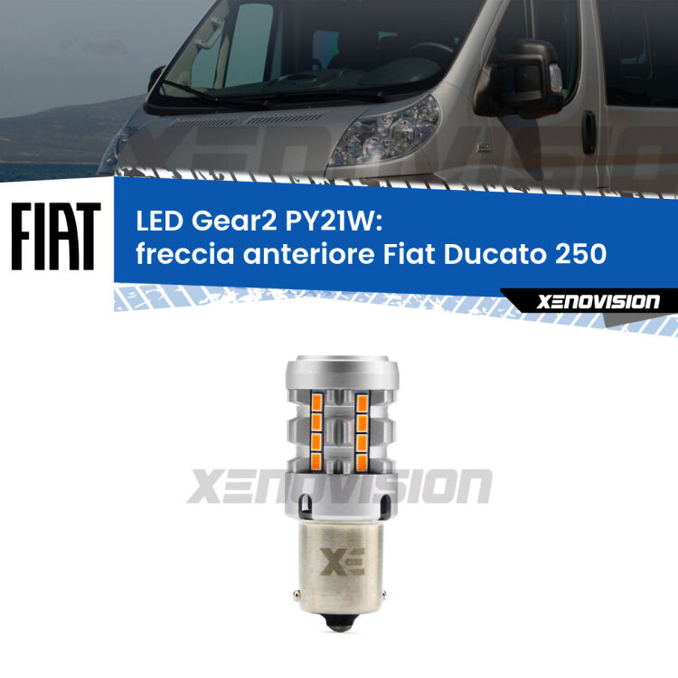 FINE SERIE: NO GARANZIA <strong>Freccia Anteriore LED no-spie per Fiat Ducato</strong> 250 2006 - 2013. Lampada <strong>PY21W</strong> modello Gear2 no Hyperflash.