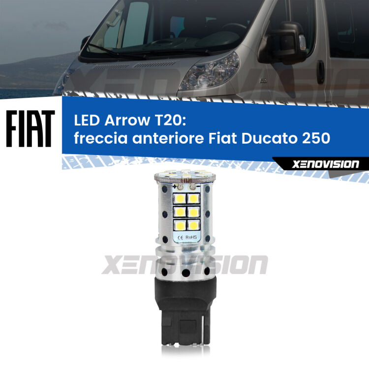 <strong>Freccia Anteriore LED no-spie per Fiat Ducato</strong> 250 2014 - 2018. Lampada <strong>T20</strong> no Hyperflash modello Arrow.