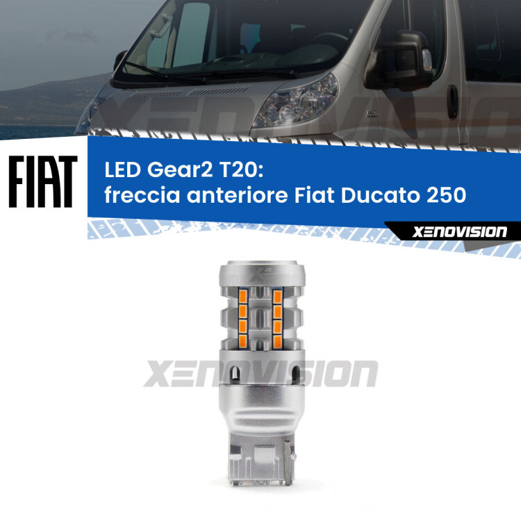 FINE SERIE: NO GARANZIA <strong>Freccia Anteriore LED no-spie per Fiat Ducato</strong> 250 2014 - 2018. Lampada <strong>T20</strong> modello Gear2 no Hyperflash.