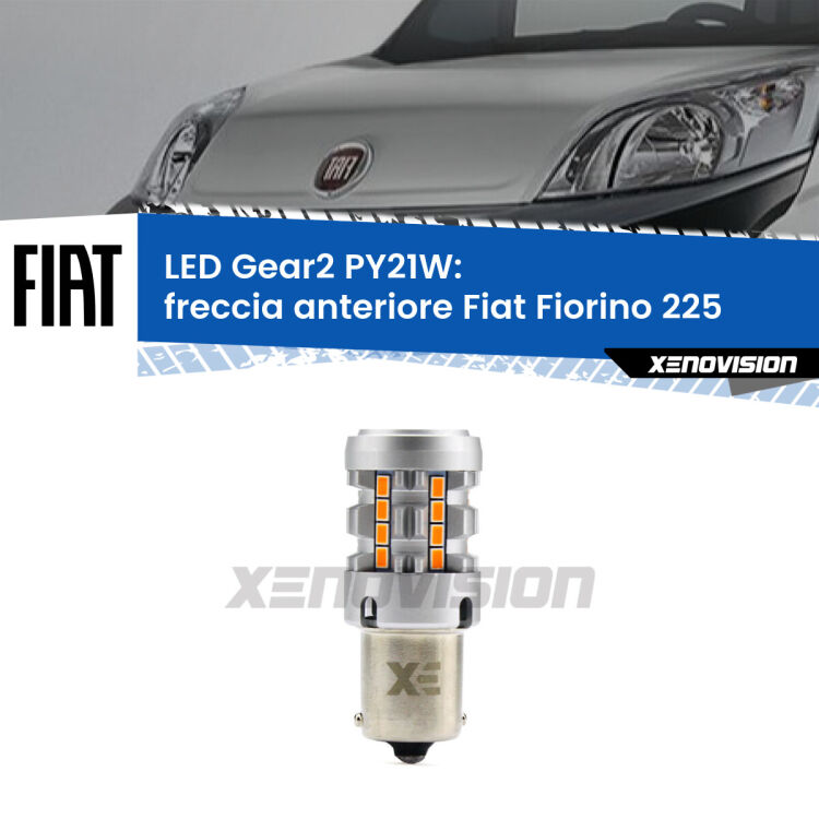 FINE SERIE: NO GARANZIA <strong>Freccia Anteriore LED no-spie per Fiat Fiorino</strong> 225 2008 - 2021. Lampada <strong>PY21W</strong> modello Gear2 no Hyperflash.