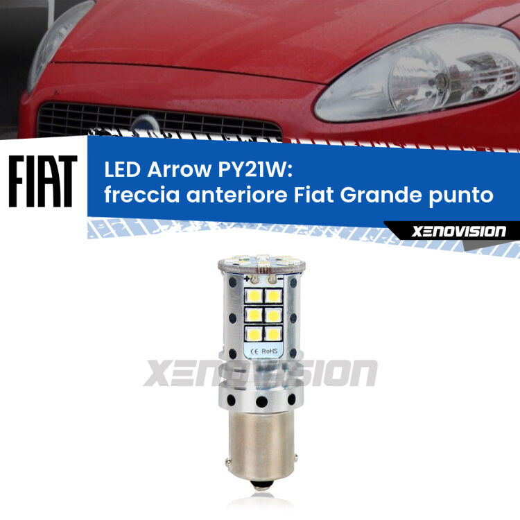 <strong>Freccia Anteriore LED no-spie per Fiat Grande punto</strong>  2005 - 2018. Lampada <strong>PY21W</strong> modello top di gamma Arrow.