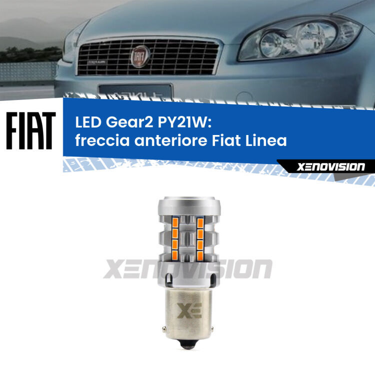 FINE SERIE: NO GARANZIA <strong>Freccia Anteriore LED no-spie per Fiat Linea</strong>  2007 - 2018. Lampada <strong>PY21W</strong> modello Gear2 no Hyperflash.