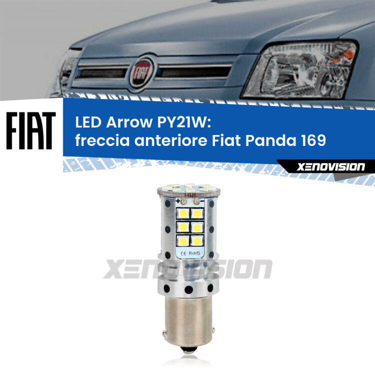 <strong>Freccia Anteriore LED no-spie per Fiat Panda</strong> 169 2003 - 2012. Lampada <strong>PY21W</strong> modello top di gamma Arrow.