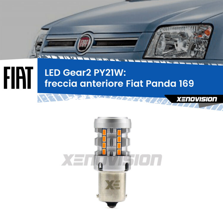 FINE SERIE: NO GARANZIA <strong>Freccia Anteriore LED no-spie per Fiat Panda</strong> 169 2003 - 2012. Lampada <strong>PY21W</strong> modello Gear2 no Hyperflash.