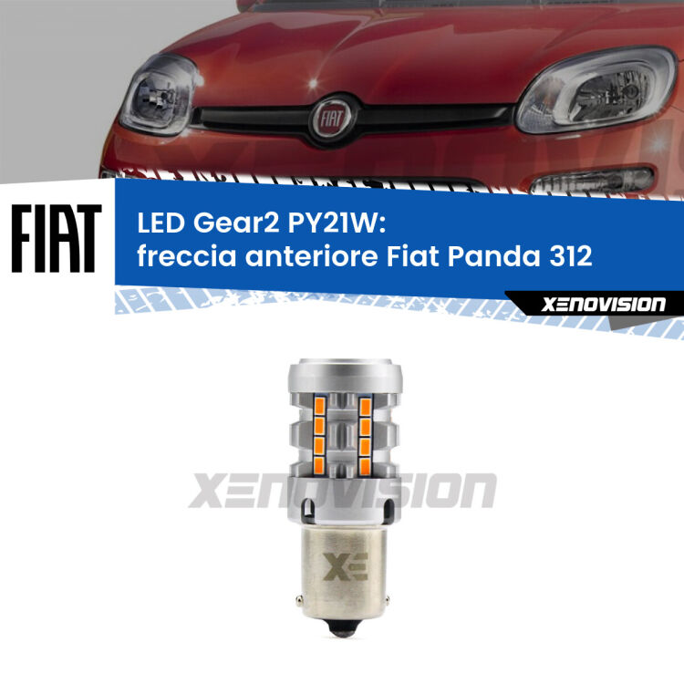 <strong>Freccia Anteriore LED no-spie per Fiat Panda</strong> 312 2012 in poi. Lampada <strong>PY21W</strong> modello Gear2 no Hyperflash.