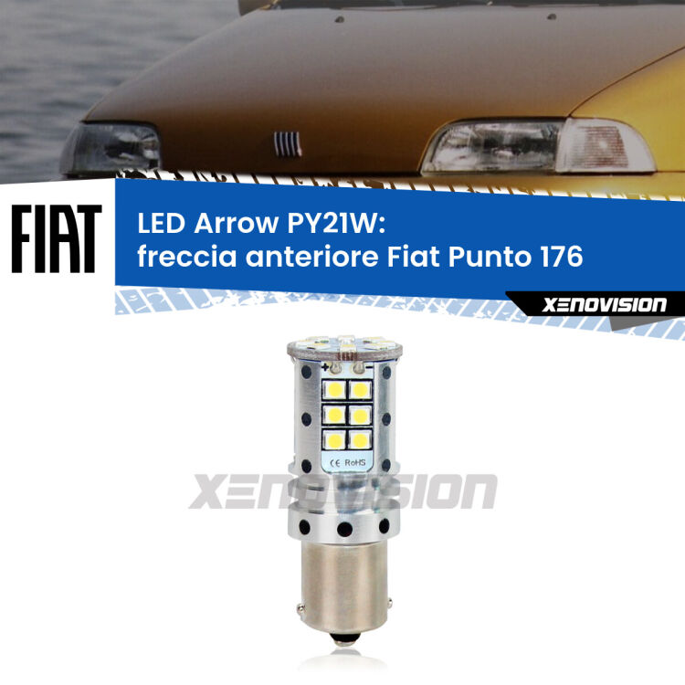 <strong>Freccia Anteriore LED no-spie per Fiat Punto</strong> 176 1993 - 1999. Lampada <strong>PY21W</strong> modello top di gamma Arrow.