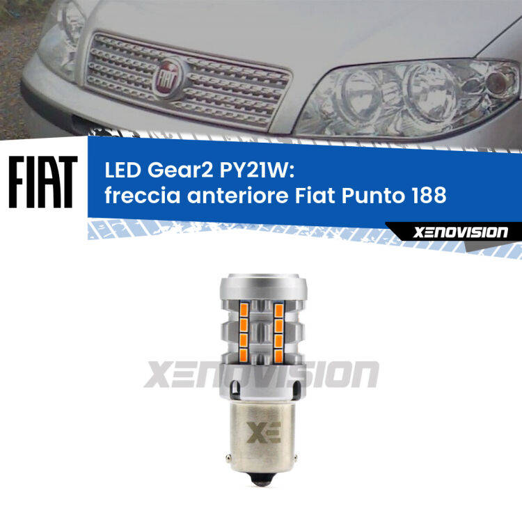 FINE SERIE: NO GARANZIA <strong>Freccia Anteriore LED no-spie per Fiat Punto</strong> 188 1999 - 2010. Lampada <strong>PY21W</strong> modello Gear2 no Hyperflash.