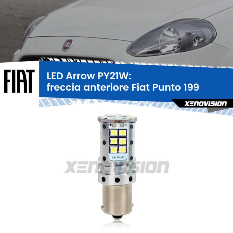 <strong>Freccia Anteriore LED no-spie per Fiat Punto</strong> 199 2012 - 2018. Lampada <strong>PY21W</strong> modello top di gamma Arrow.