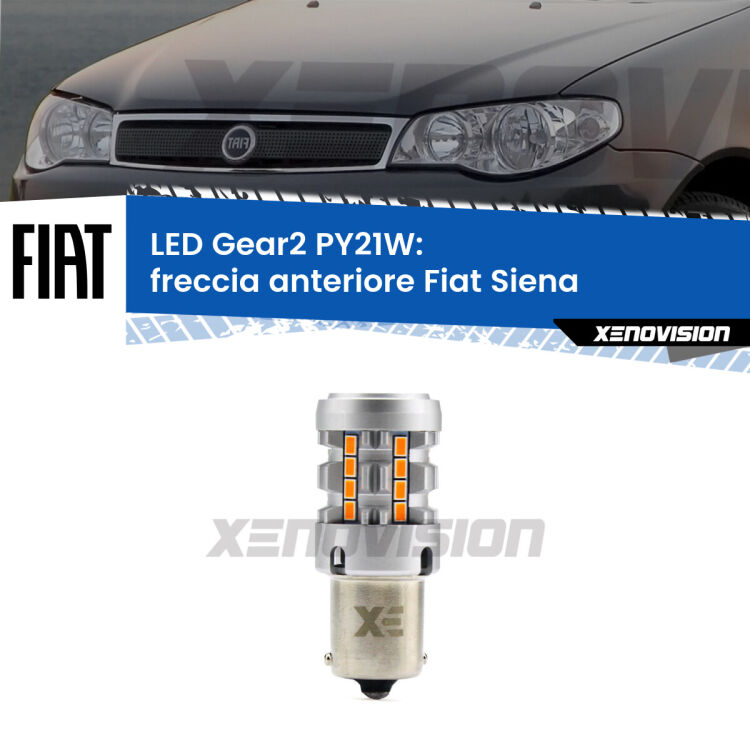 FINE SERIE: NO GARANZIA <strong>Freccia Anteriore LED no-spie per Fiat Siena</strong>  1996 - 2012. Lampada <strong>PY21W</strong> modello Gear2 no Hyperflash.