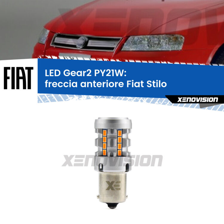 FINE SERIE: NO GARANZIA <strong>Freccia Anteriore LED no-spie per Fiat Stilo</strong>  2001 - 2006. Lampada <strong>PY21W</strong> modello Gear2 no Hyperflash.