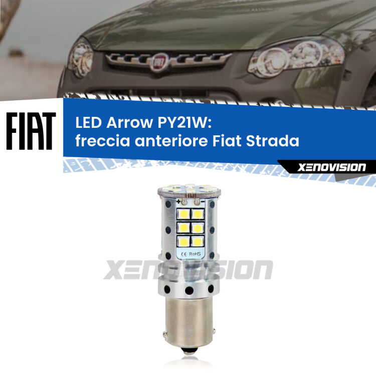 <strong>Freccia Anteriore LED no-spie per Fiat Strada</strong>  1999 - 2021. Lampada <strong>PY21W</strong> modello top di gamma Arrow.