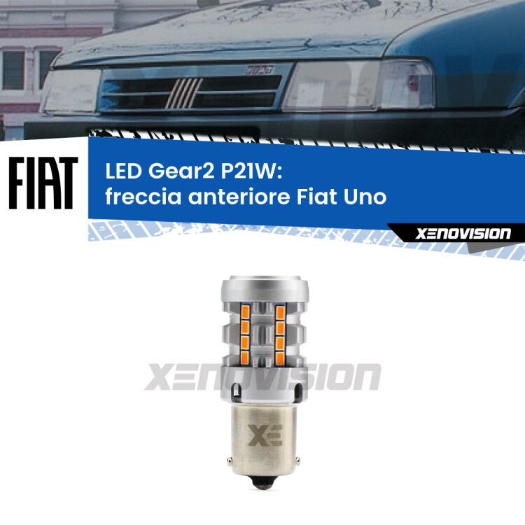 FINE SERIE: NO GARANZIA <strong>Freccia Anteriore LED no-spie per Fiat Uno</strong>  1983 - 1995. Lampada <strong>P21W</strong> modello Gear2 no Hyperflash.