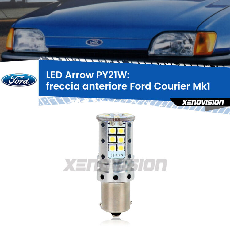 <strong>Freccia Anteriore LED no-spie per Ford Courier</strong> Mk1 faro bianco. Lampada <strong>PY21W</strong> modello top di gamma Arrow.