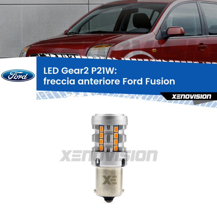 FINE SERIE: NO GARANZIA <strong>Freccia Anteriore LED no-spie per Ford Fusion</strong>  faro giallo. Lampada <strong>P21W</strong> modello Gear2 no Hyperflash.