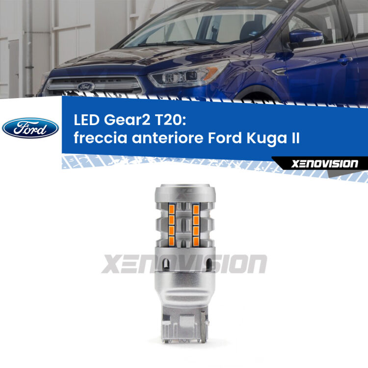 FINE SERIE: NO GARANZIA <strong>Freccia Anteriore LED no-spie per Ford Kuga II</strong>  2012 - 2019. Lampada <strong>T20</strong> modello Gear2 no Hyperflash.