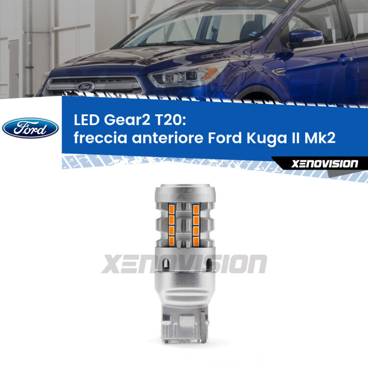 <strong>Freccia Anteriore LED no-spie per Ford Kuga II</strong>  2012 - 2019. Lampada <strong>T20</strong> modello Gear2 no Hyperflash.