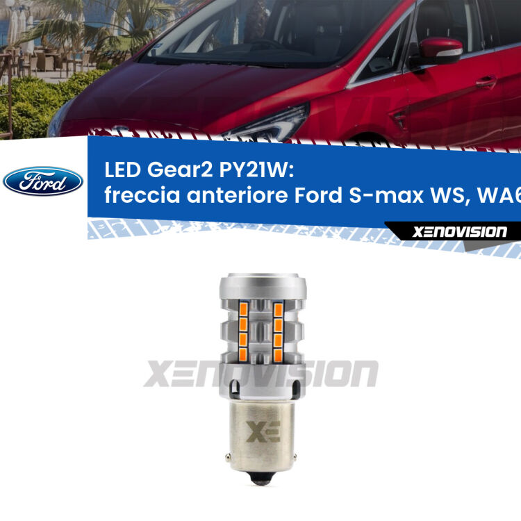 FINE SERIE: NO GARANZIA <strong>Freccia Anteriore LED no-spie per Ford S-max</strong> WS, WA6 2006 - 2014. Lampada <strong>PY21W</strong> modello Gear2 no Hyperflash.