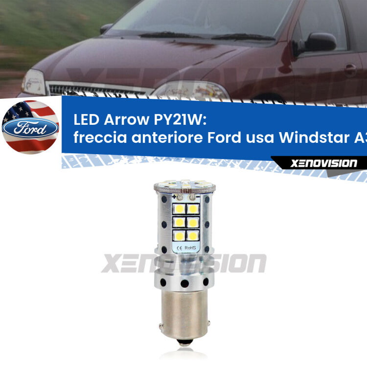 <strong>Freccia Anteriore LED no-spie per Ford usa Windstar</strong> A3 1995 - 2000. Lampada <strong>PY21W</strong> modello top di gamma Arrow.