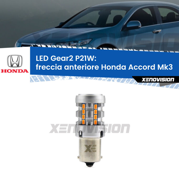 FINE SERIE: NO GARANZIA <strong>Freccia Anteriore LED no-spie per Honda Accord</strong> Mk3 1985 - 1989. Lampada <strong>P21W</strong> modello Gear2 no Hyperflash.