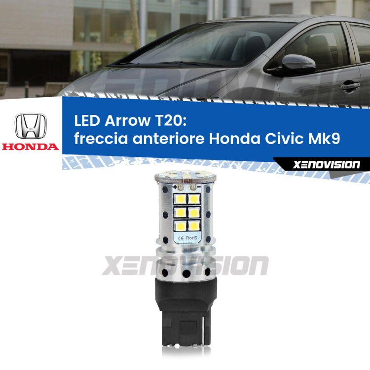 <strong>Freccia Anteriore LED no-spie per Honda Civic</strong> Mk9 2014 - 2015. Lampada <strong>T20</strong> no Hyperflash modello Arrow.